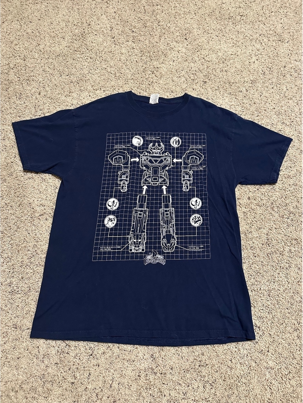 XL Navy Blue Power Rangers Graphic T-Shirt